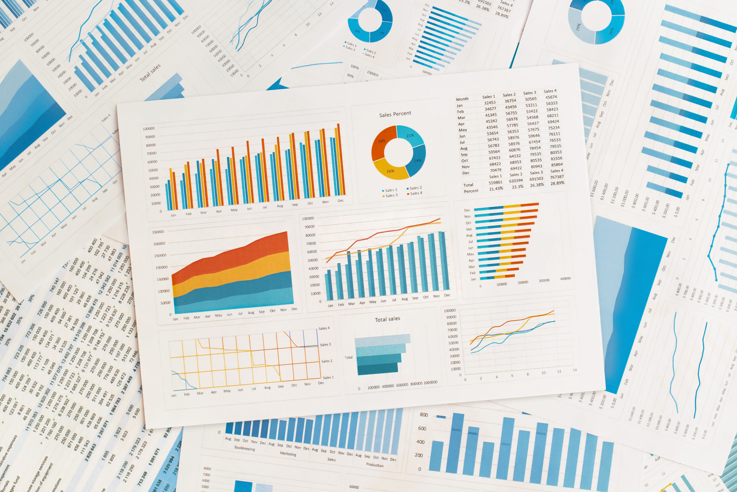 A picture showing spreadsheets for data